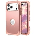 thumbnail image 1 of for iPhone 17 Pro Back Case, Phone Case Heavy Duty 2 in 1 Rugged Shockproof Protection Hybrid Hard PC Bumper Drop Protective Silicone for Girls Women Boys Men for iPhone 17 Pro, Rosegold, 1 of 7