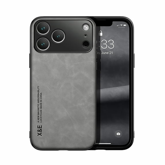 iPhone 17 Pro Case, Allytechgroup Slim Premium PU Leather TPU Anti-Scratch Lightweight Magnetic Back Cover Compatible with Car Mount Shockproof Phone Case for Apple iPhone 17 Pro, Lightgray