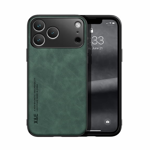 iPhone 17 Pro Case, Allytechgroup Slim Premium PU Leather TPU Anti-Scratch Lightweight Magnetic Back Cover Compatible with Car Mount Shockproof Phone Case for Apple iPhone 17 Pro, Green