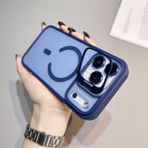 for iPhone 17 Pro Case with Camera Cover Kickstand & Lens Protector, Compatible with Magsafe, Military Grade Protection Shockproof Translucent Matte Phone Case for iPhone 17 Pro, Blue