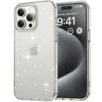 for iPhone 17 Pro Case Clear Glitter, Cute Sparkle Bling Sparkly Shiny Cover for Women Girly Aesthetic Design, Transparent Slim Flexible Soft TPU, Non-Yellowing, Wireless Charging,Clear