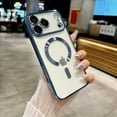 thumbnail image 1 of for iPhone 17 Pro Case Clear Magnetic, Ultra Thin Plating edge Cover Compatible with Magsafe Phone Case for Women Men Girl, Cute Soft TPU Silicone & Hard PC Transparent Anti-Yellow, Blue, 1 of 9