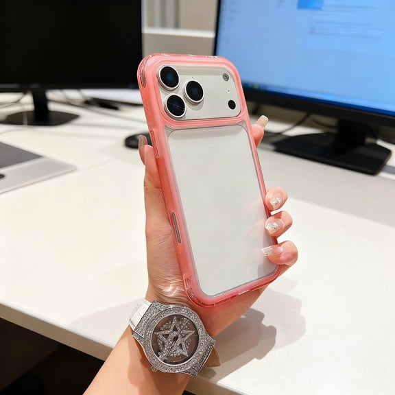 for iPhone 17 Pro Case Clear [Not-Yellowing] [Colorful Frame Drop Protection] Shockproof Anti-Scratch Slim Protective Clear Transparent Phone Cover for iPhone 17 Pro Case, Pink