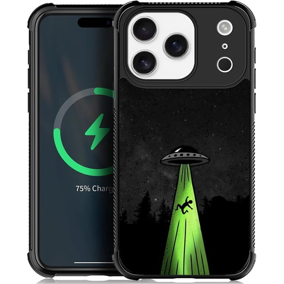 for iPhone 17 Pro Case Compatible with MagSafe, Soft TPU Anti-Skid Thread Four Corner Anti-Collision Protection Case for Men/Boys for iPhone 17 Pro 6.3inch Alien Ship