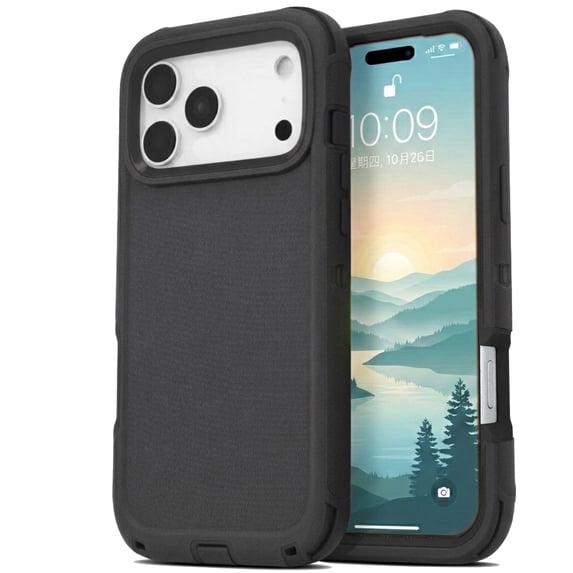 iPhone 17 Pro / iPhone 18 Pro Case Cover 3 Layer Rugged / Heavy Duty / Shockproof 6.3" Black