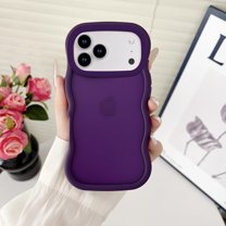 for iPhone 17 Pro Case, Curly Edge Design for Women Girls, Support Wireless Charging, Cute Wavy Phone Case Flexible TPU PC Shockproof Matte Frosted Protective Cover for iPhone 17 Pro, Purple