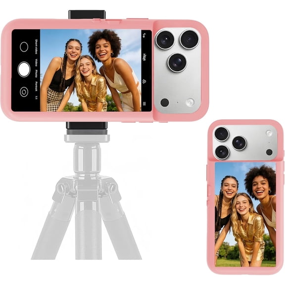 iPhone 17 Pro Case with LCD Screen Back Camera Monitor Smart Phone Cover with Selfie Vlog Monitor【NOT NFC Case】 for DIY Wallpapers Live Streaming (Black, iPhone 17 Pro)