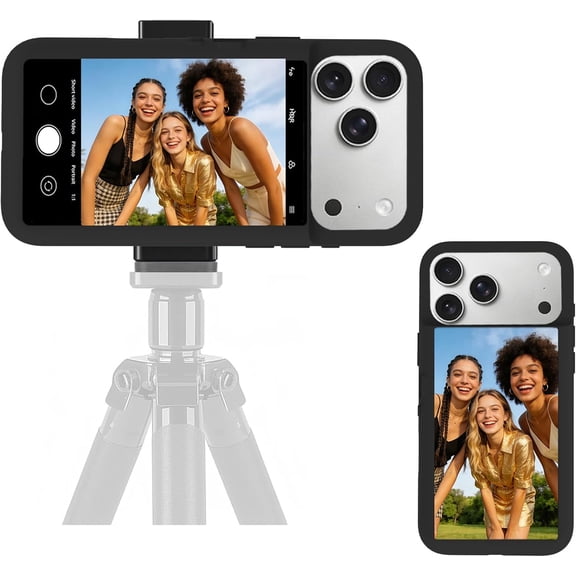iPhone 17 Pro Case with LCD Screen Back Camera Monitor Smart Phone Cover with Selfie Vlog Monitor【NOT NFC Case】 for DIY Wallpapers Live Streaming (Black, iPhone 17 Pro)