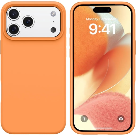 for iPhone 17 Pro Case, Liquid Silicone Anti-Slip Microfiber Lining 17 ProPhone Case, Slim Soft Gel Rubber Anti-Scratch Shockproof Cover for iPhone 17 Pro 6.3" 2025, Orange