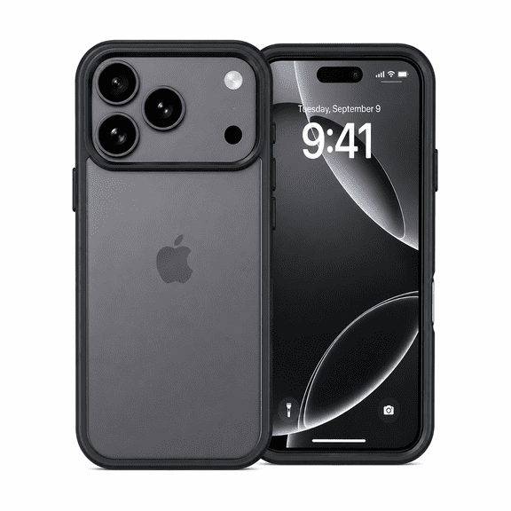 iPhone 17 Pro Case, Translucent Matte Slim Protective Cover, 10FT Military Grade Drop Protection, Shockproof Anti-Scratch Bumper Case, Black
