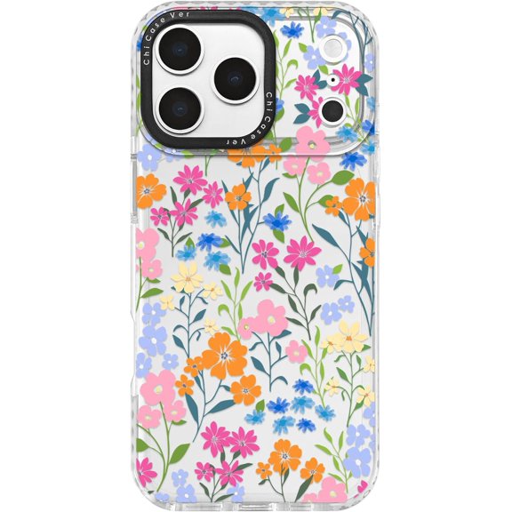 for iPhone 17 Pro Case,Vibrant Colorful Garden Spring Floral Design Pattern Aesthetic,Military-Grade Drop Protection & TPU Protective Cover with Camera Protection for Women Girls