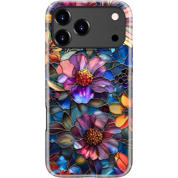 for iPhone 17 Pro Case, Wireless Charging Compatible,Dual-Layer Protection with Cute Wildflower Design, Soft Silicone + Hard Shell, Chic Phone Cover Women - Vibrant Defined Blossoms