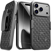For iPhone 17 Pro Case,With Belt Clip Holster Combo Kickstand Rotating Swivel Rugged Shockproof Cover,2X Screen Protector,Heavy Duty Shell For iPhone 17 Pro Balck
