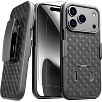 For iPhone 17 Pro Case,With Belt Clip Holster Combo Kickstand Rotating Swivel Rugged Shockproof Cover,2X Screen Protector,Heavy Duty Shell For iPhone 17 Pro Balck