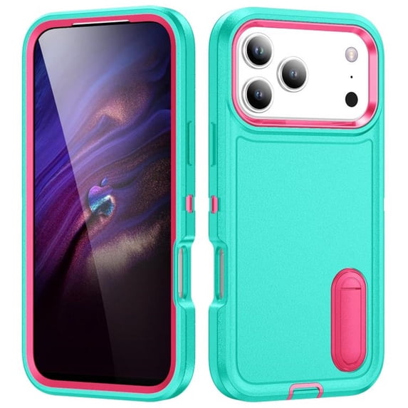 for iPhone 17 Pro Case, iPhone 17 Pro Phone Case with Built in Kickstand, Shockproof/Dustproof/Drop Proof Heavy Duty Military-Grade Rugged Protective Cover for iPhone 17 Pro,Green,For iPhone 17 Pro