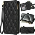 thumbnail image 1 of for iPhone 17 Pro Crossbody Wallet Leather Phone Case, Handbag Purse Zipper Pocket Folio Flip Cover Kickstand, Multi Card Holder Cash Slot, Magnetic Buckle, Wrist Lanyard + Shoulder Strap, 1 of 8