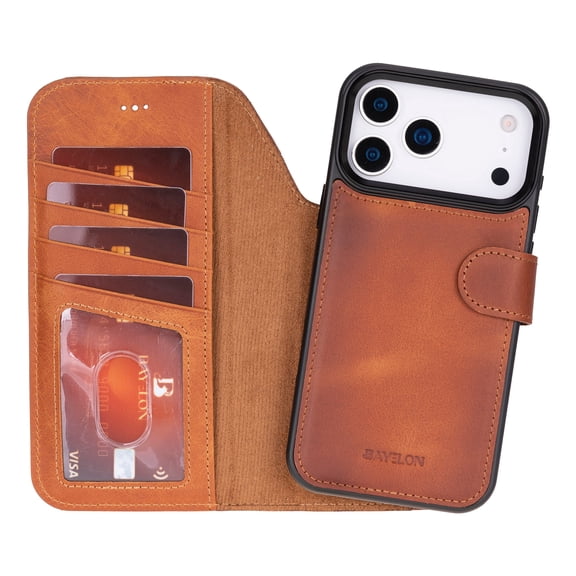 iPhone 17 Pro Detachable Leather Wallet Case - RFID, MagSafe Compatible