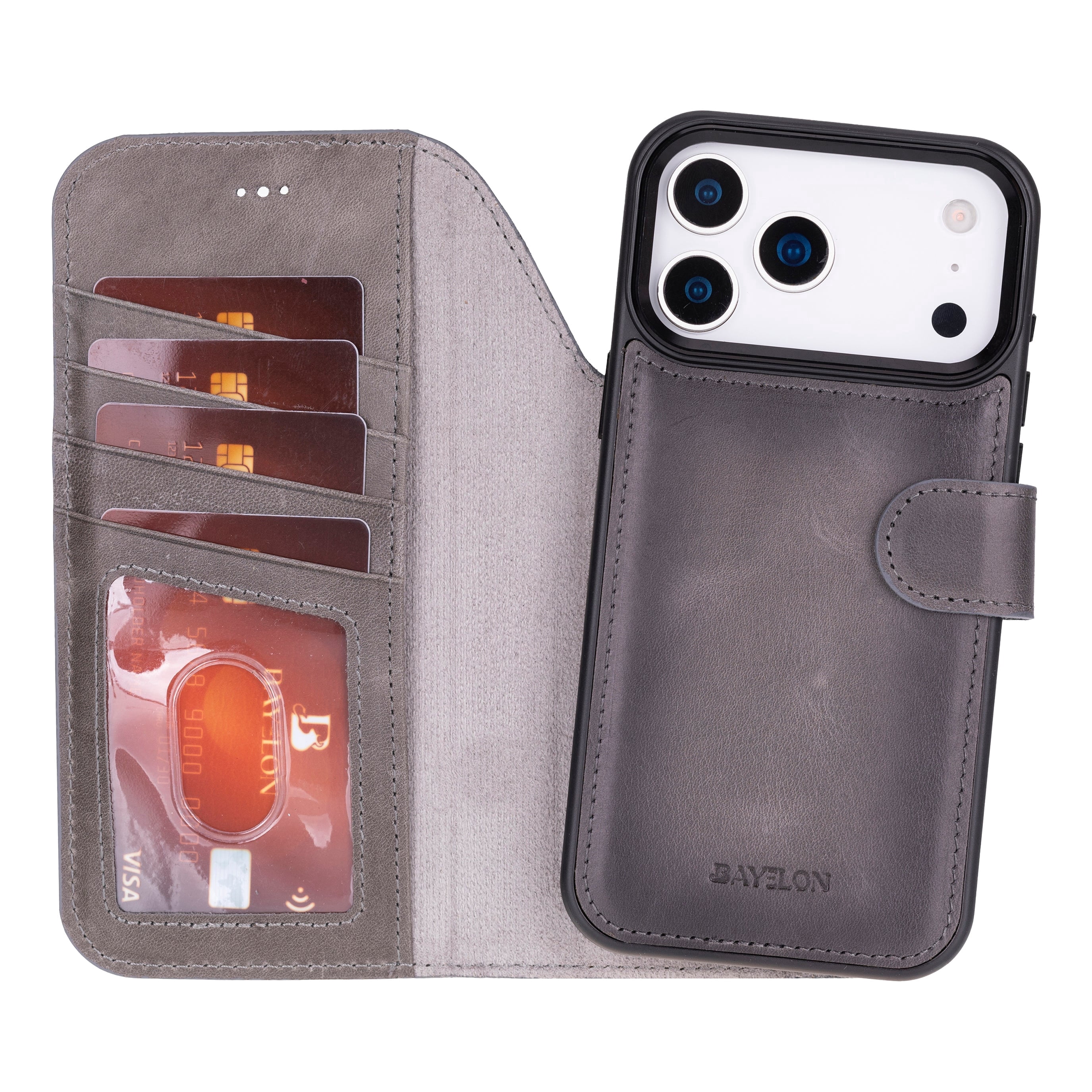 iPhone 17 Pro Detachable Leather Wallet Case - RFID, MagSafe Compatible