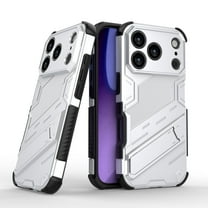 for iPhone 17 Pro Hybrid Case, Military Grade Hard Rugged Cover Heavy Duty Armor Phone Cases with Kickstand Holder Shockproof & Support Car Magnetic Mount for iPhone 17 Pro, Silver