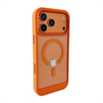 for iPhone 17 Pro Luxury Transparent Drop Protective PC   TPU Slim Case with Magnetic Wireless Charging, Shockproof Anti-Scratch Lightweight Non-Slip Heat Dissipation Phone Cover, Orange