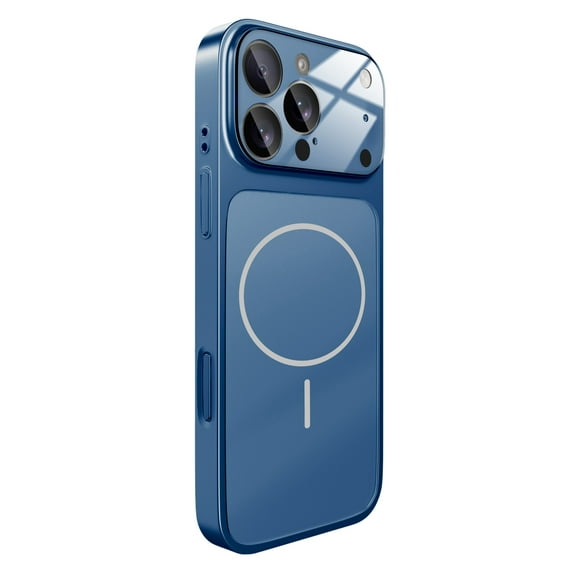 for iPhone 17 Pro Magnetic Anti-Scratch Tempered Glass Case Camera Lens Protection, Upgrade to iPhone 17 Pro Max Look, Luxury Shockproof Lightweight Ultra Slim Hard PC Phone Cover, Blue