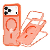 for iPhone 17 Pro Magnetic Case, Compatible with Mag-Safe, Shockproof Military-Grade Drop Protection, Yellowing Resistant, Magnetic Case with Detachable Side Key for iPhone 17 Pro, Orange