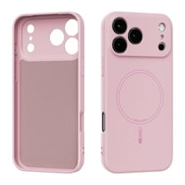 for iPhone 17 Pro Magnetic Case, Compatible with Mag-Safe, Soft Anti-Scratch Microfiber Lining, Slim Liquid Silicone Shockproof Protective Phone Cover for iPhone 17 Pro, Pink