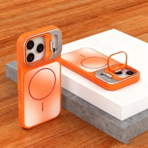 for iPhone 17 Pro Magnetic Case, Rugged Case with Kickstand, Compatible with Mag-Safe, Military-Grade Protection, Built-in Camera Lens Stand Phone Cover for iPhone 17 Pro, Orange