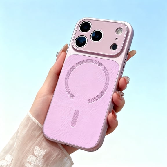 for iPhone 17 Pro Magnetic Case, Slim Lightweight PU Leather Hybrid PC + TPU Shockproof Phone Case Compatible with Mag-Safe Camera and Screen Protection Cover for iPhone 17 Pro, Purple