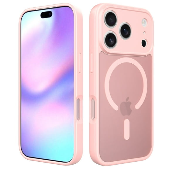 for iPhone 17 Pro Magnetic Case Support Wireless Charging, Shockproof Military-Grade Protection Cover, Slim Anti-Scratch Phone Case for iPhone 17 Pro Match with Car Mount Holder, Pink