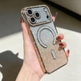 thumbnail image 1 of for iPhone 17 Pro Magnetic Glitter Case Compatible with Mag-Safe, Slim Shockproof Anti-Scratch Phone Case with Camera Lens Protector Plating Bling Dust-Proof Net for iPhone 17 Pro, Gold, 1 of 4