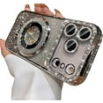 thumbnail image 1 of for iPhone 17 Pro Magnetic Kickstand Case, [Compatible with Magsafe] Bling Glitter Diamond Rhinestone Ring Holder Camera Protector Cute Cover for Girls Woman for iPhone 17 Pro 6.3", Silver, 1 of 8