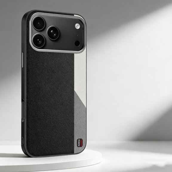 for iPhone 17 Pro Magnetic Phone Case, Luxury Plain PU Leather Phone Design Case, Compatible with Mag-Safe, Shockproof Anti-Scratch Slim Fit Lightweight Cover for iPhone 17 Pro, Black