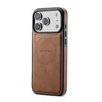 for iPhone 17 Pro Magnetic Protective Case, Compatible with MagSafe, Classic PU Leather Anti-Scratch Non-Slip Wireless Charging Ultra Slim Durable Back Cover for iPhone 17 Pro, Brown
