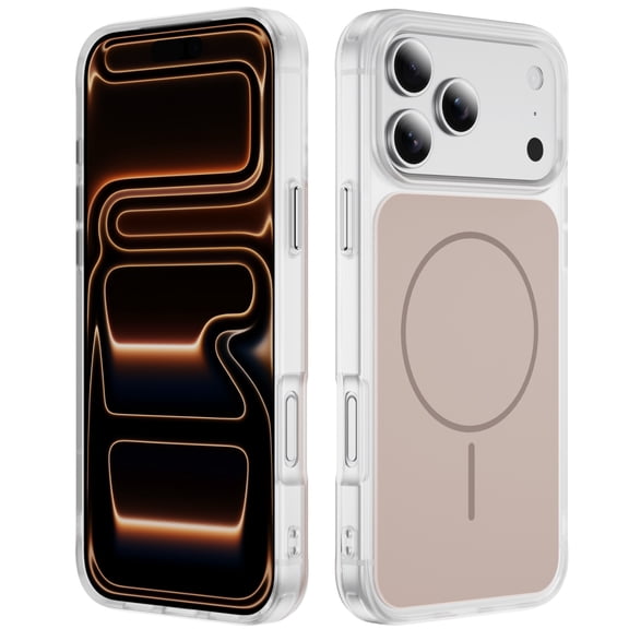 for iPhone 17 Pro Magnetic Ring Protective Case, Compatible with MagSafe, Luxury Frosted Shockproof PC+TPU Anti-Scratch Anti-Fingerprint Support Wireless Charging Phone Case Cover, Desertgold