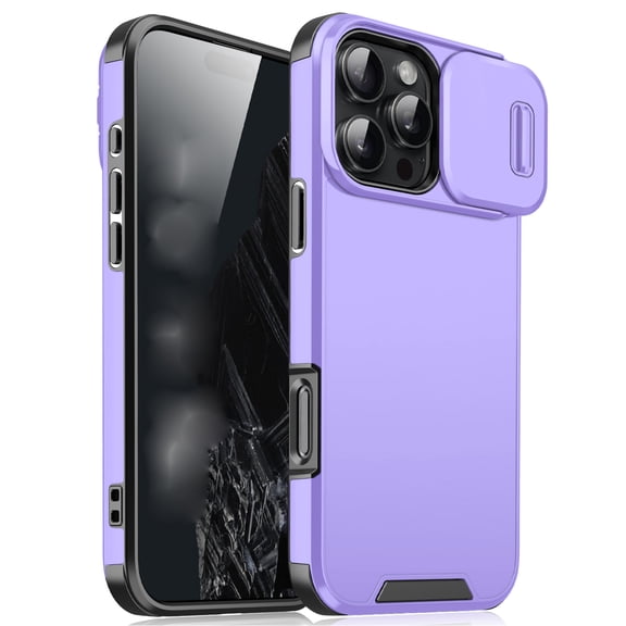 for iPhone 17 Pro Max 2-in-1 Phone Case, with Sliding Camera Lens Cover Military Grade Non-Slip Anti-fall Shockproof Heavy Duty Non-slip Protective Phone Case Cover for iPhone 17 Pro Max,Purple