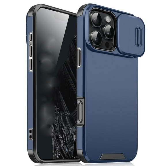 for iPhone 17 Pro Max 2-in-1 Phone Case, with Sliding Camera Lens Cover Military Grade Non-Slip Anti-fall Shockproof Heavy Duty Non-slip Protective Phone Case Cover for iPhone 17 Pro Max,Blue