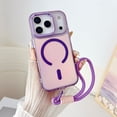 thumbnail image 1 of for iPhone 17 Pro Max Allochroic Magnetic Case, Compatible with Magsafe, PC+TPU  Shock-Absorbent Lightweight Glossy Drop Protection Non-Slip Case with Strap, Wireless Charging Compatible, Purple, 1 of 7