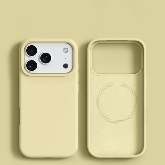for iPhone 17 Pro Max Back Cover, Compatible with MagSafe, Luxury Silicone Shockproof Protective Lightweight Flexible Non-Slip Anti-Fingerprint Strong Magnetic Skin Friendly Phone Case, Yellow