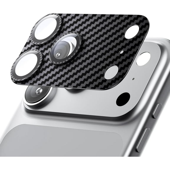 for iPhone 17 Pro Max Camera Lens Protector - [12FT Shatterproof Military Grade] [Strong Adsorption] Metal 9H+ Tempered Glass Camera Screen Full Cover Case Friendly,Carbon Fiber