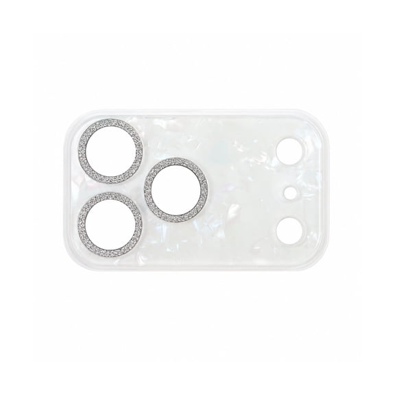 for iPhone 17 Pro Max Camera Lens Protector, Shell Pearl Pattern Tempered Glass Lens Cover with Anti-Scratch Camera Ring, Full Coverage Shockproof Camera Protector,White