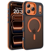 iPhone 17 Pro Max Case 6.9" - DOMAVER Magnetic Case Compatible with Mag-Safe | Translucent Matte Finish | Shockproof & Anti-Scratch Protection | for iPhone 17 Pro Max Case - Black/Orange