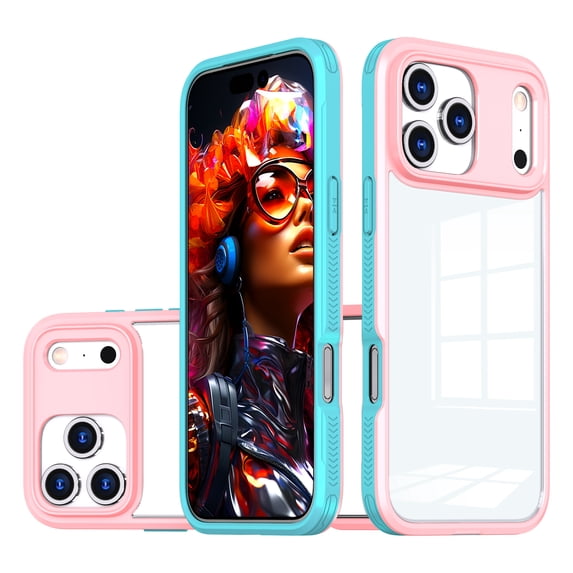for iPhone 17 Pro Max Case with Camera Cover, for iPhone 17 Pro Max Case Crystal Clear & Not-Yellowing Slim Shockproof Protective Phone Case for iPhone 17 Pro Max,Pink
