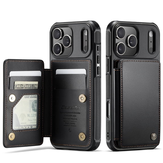For iPhone 17 Pro Max Case with Card Holder, Wallet Case for Women Men with RFID Blocking, Durable Leather Kickstand Magnetic Clasp Shockproof for iPhone 17 Pro Max