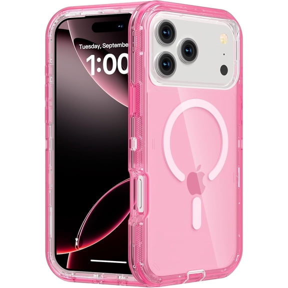 for iPhone 17 Pro Max Case, Compatible with MagSafe, Dual Layer Transparent Magnetic Phone Case, Heavy Duty Anti-Drop Shockproof Protection Phone Cases for iPhone 17 Pro Max, 6.9 inch,Orange