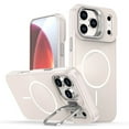 thumbnail image 1 of For iPhone 17 Pro Max Case [Compatible With MagSafe] Slim Frosted Phone Case With Metal Camera Protection Kickstand Shockproof Soft TPU Cover Case,White,For iPhone 17 Pro Max, 1 of 6