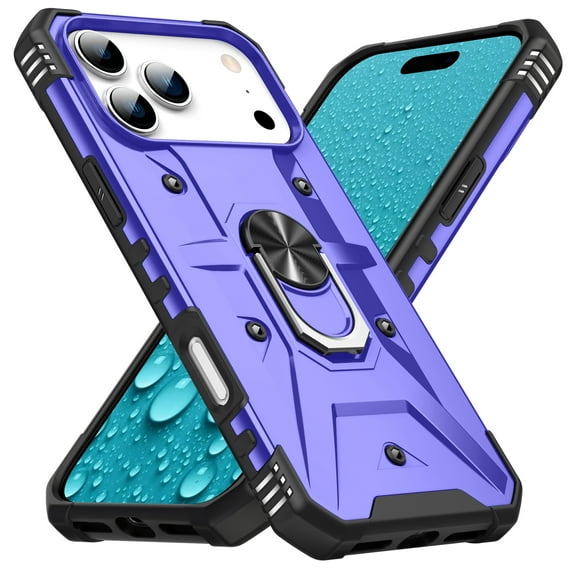 for iPhone 17 Pro Max Case with Invisible Ring Stand, Military Grade Drop Protection Case Support Car Mount Holder, Heavy Duty Shockproof Phone Cover for iPhone 17 Pro Max, Purple