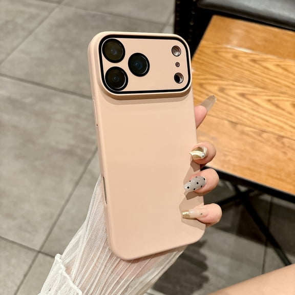 for iPhone 17 Pro Max Case with Lens Protective Film, Drop Protection Shockproof Case, Full Camera Lens Protector Lightweight Slim Frosted Matte Phone Cover for iPhone 17 Pro Max, Pink