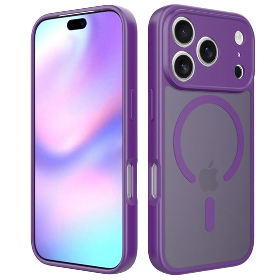for iPhone 17 Pro Max Case Magnetic, Slim Shockproof Skin-Feel Phone Cover Compatible with Mag-Safe, Military Grade Protection Raised Camera Lens Protective Cover for iPhone 17 Pro Max, Darkpurple