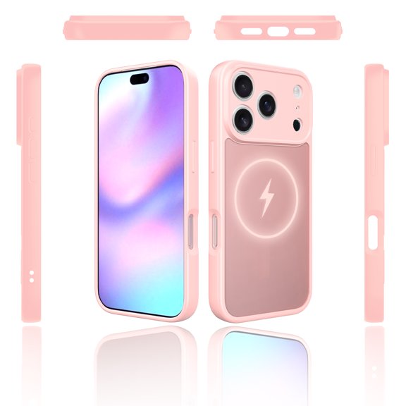 For iPhone 17 Pro Max Case, Matte Translucent Back Cover Anti-Scratch [Compatible with Magsafe] Shockprof Bumper Rugged Camera Lens Protective Phone Case for Apple iPhone 17 Pro Max, Pink